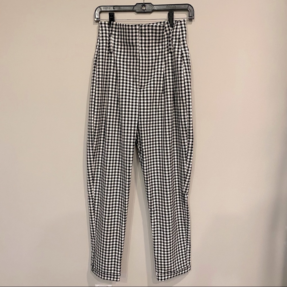 Bershka Plaid High Waisted Trousers